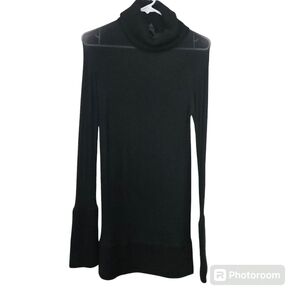 Donna Karan Collection black wool silk turtleneck long sleeve top size P(XS)